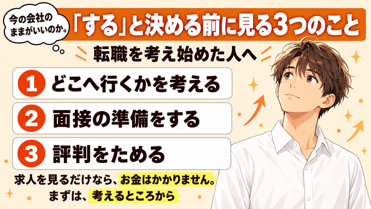 転職を考え始めた人へ。「する」と決める前に見る3つのこと